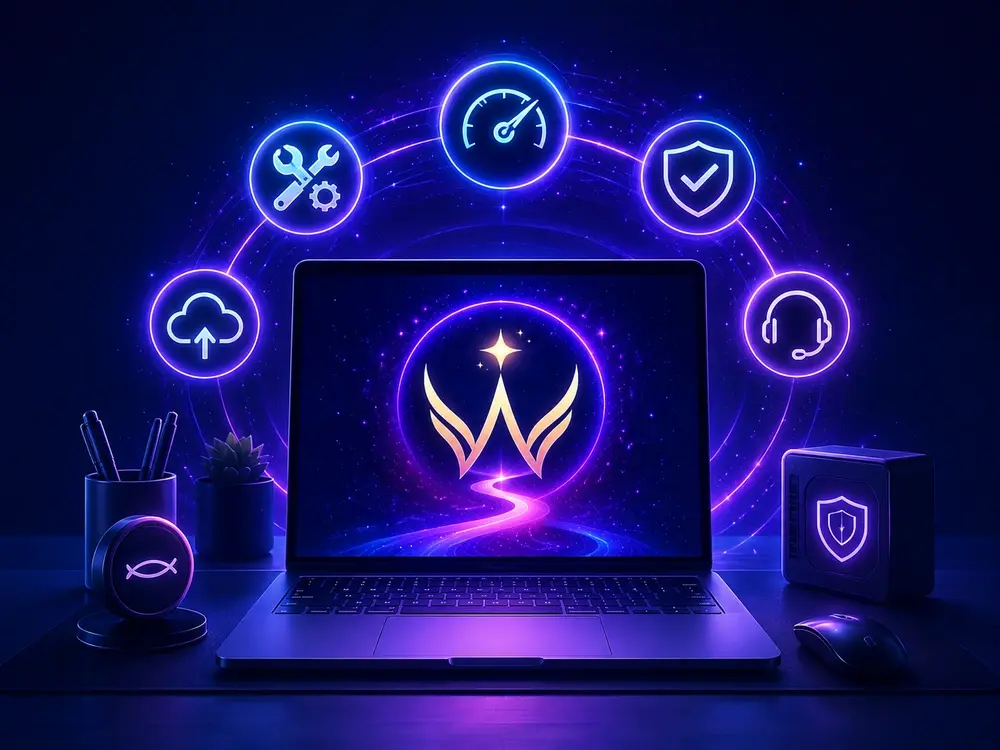 Illustrazione per PC, backup, file e assistenza digitale